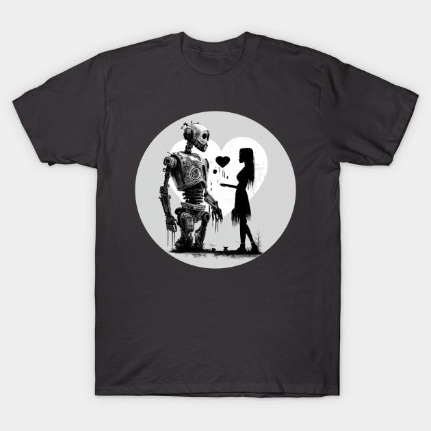 Robot Human Love T-Shirt by Designograph